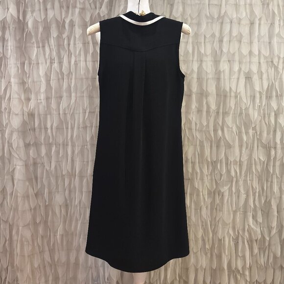 Vicky Tiel Black & Cream Accent Sleeveless Shift Dress - Women's Size 4 - Picture 4 of 7